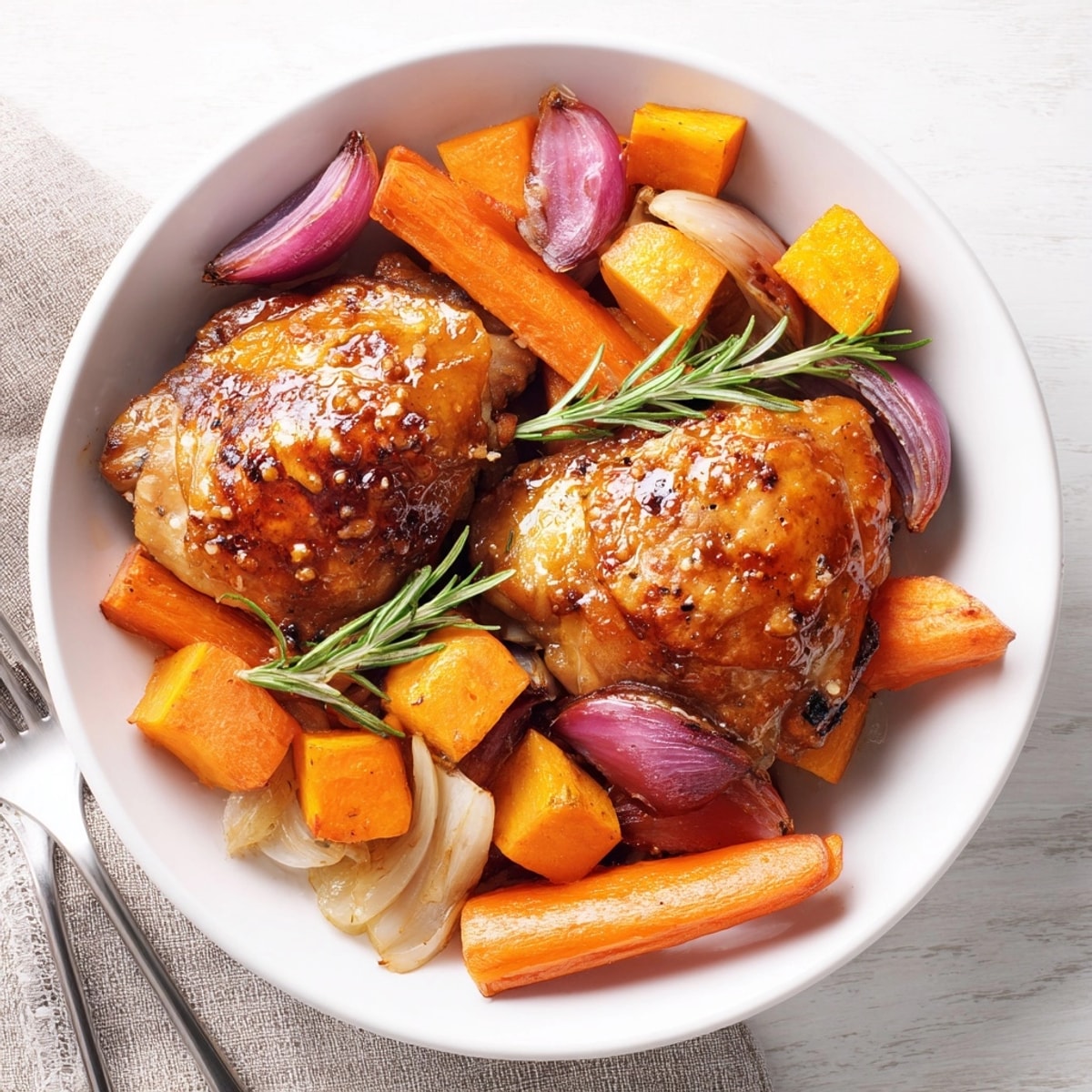 Golden Honey-Glazed Chicken with Roasted Root Vegetables: A savory, aromatic feast for a cozy night.