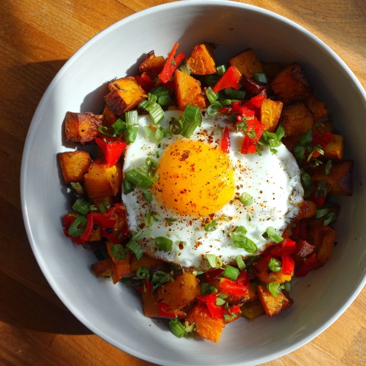 Enjoy a hearty serving of fresh Simple Skillet Egg and Potato Hash, a flavorful breakfast dish.
