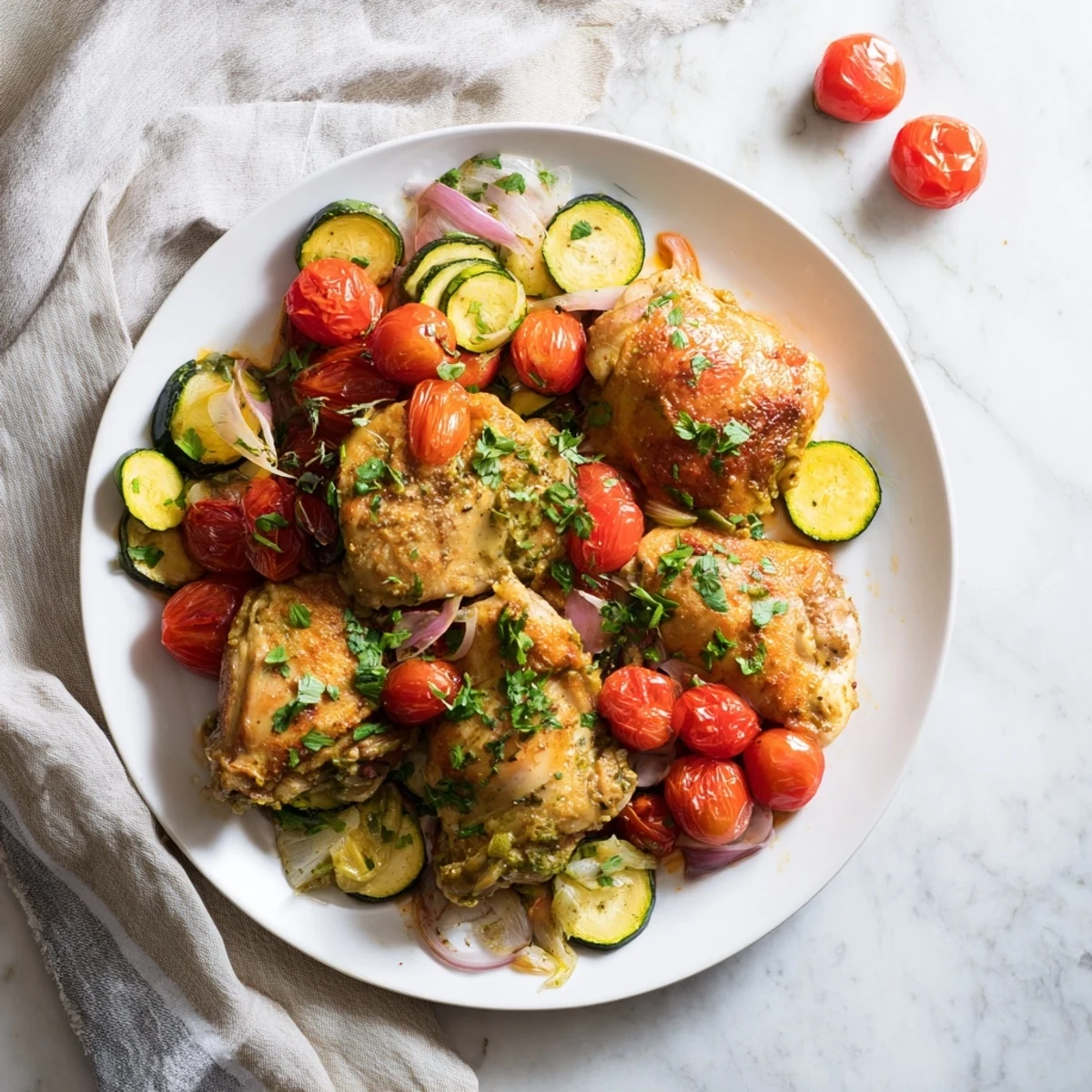 Tender Basil-Soft Chicken and Veggie Sheet Pan Dinner with vibrant roasted vegetables and juicy chicken breasts.