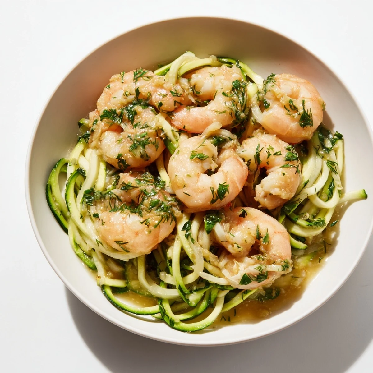 Light & Bright Lemon Herb Shrimp Scampi, glistening from the lemon sauce, atop a bed of pasta or rice dishes.