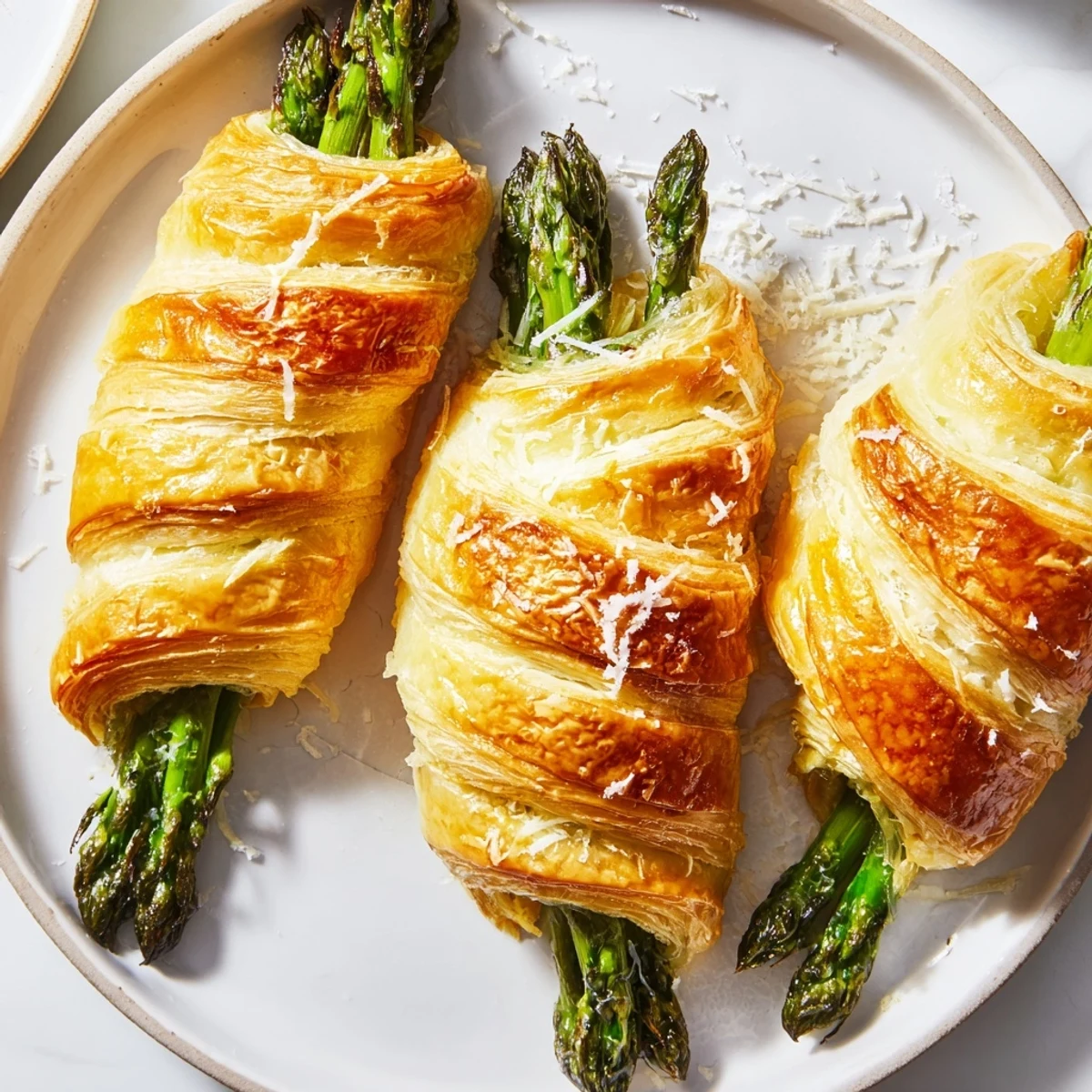 Golden Star Shaped Asparagus Bundle Wraps, a flaky appetizer bursting with tender, seasoned asparagus flavors.