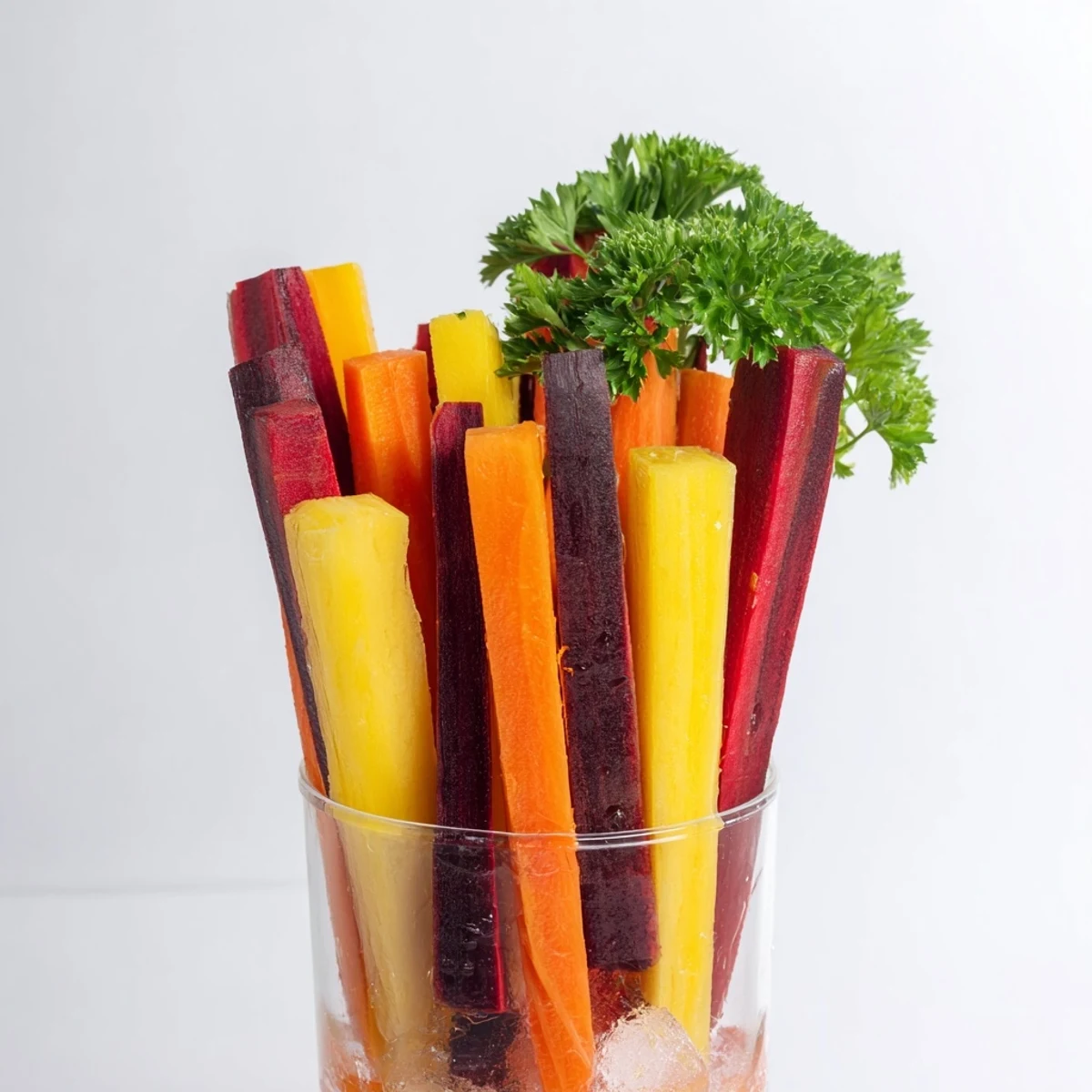 Crisp and cold, visually stunning Simple Crudités showcase colorful carrot sticks ready for healthy snacking.