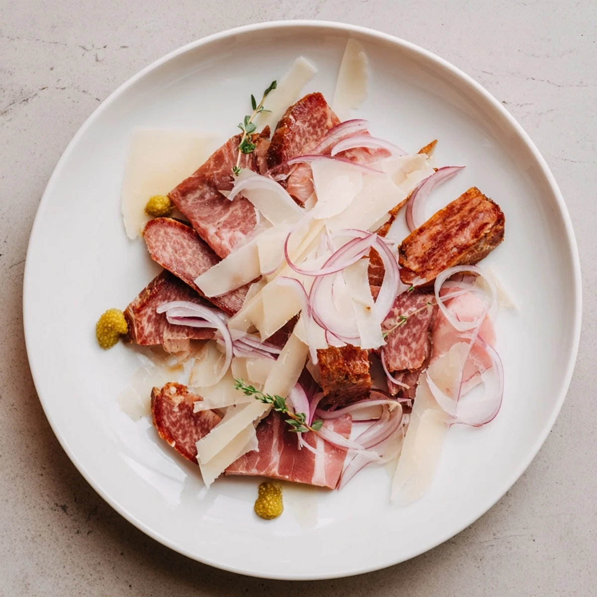 A beautifully arranged Burlap & Lace charcuterie board with sliced meats and cheeses, ready to serve as an appetizer.