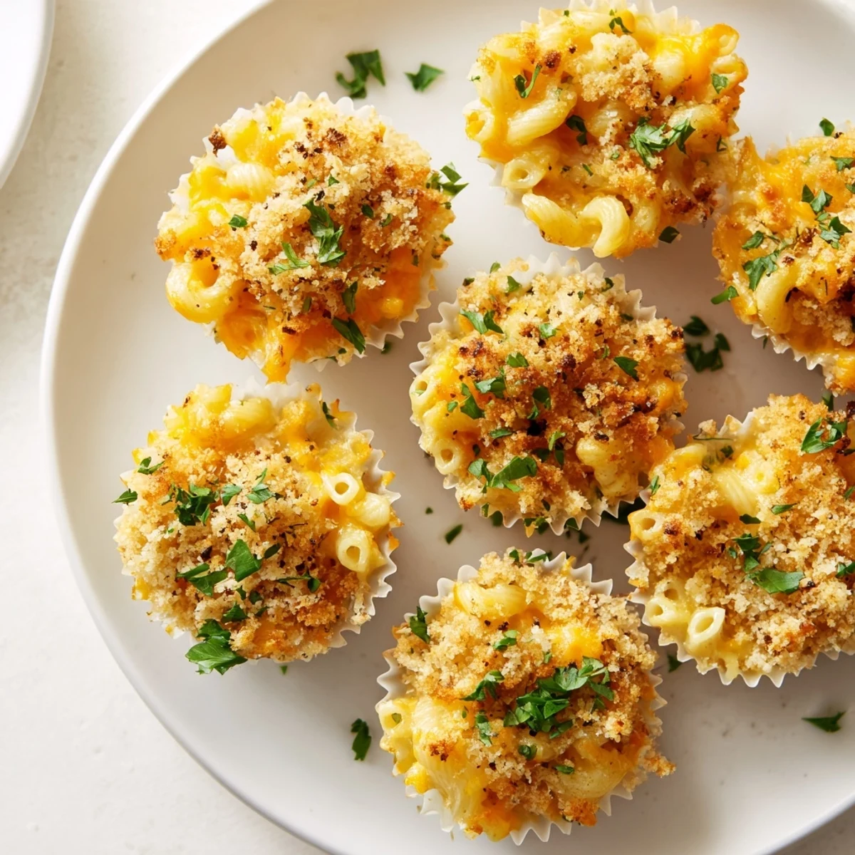 Baked to a perfect golden brown, these bite-sized Tinis Mac and Cheese muffins offer a delightful, kid-friendly snack.