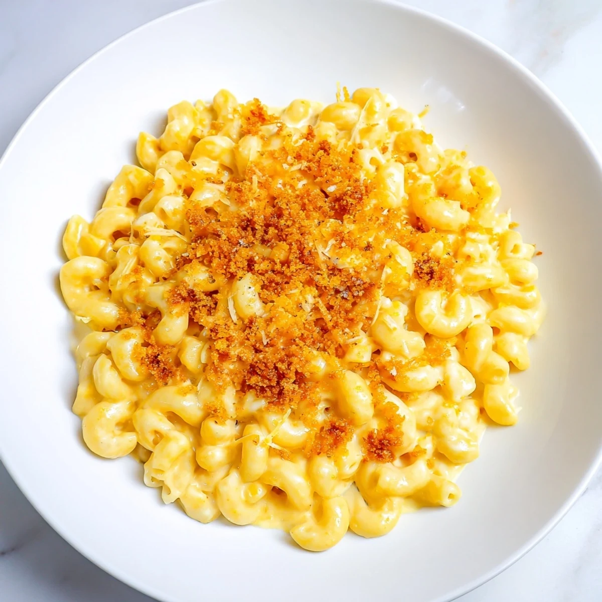 Homemade Tinis Recession Mac, a creamy, delicious macaroni and cheese perfect for a family meal.