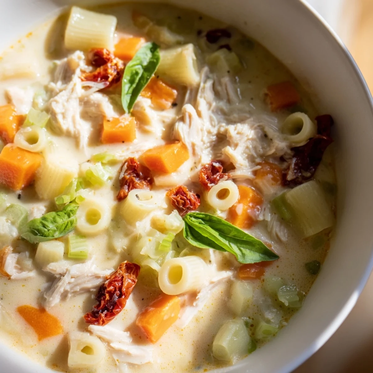 Imagine the aroma! This Marry Me Chicken Soup features shredded chicken, vegetables, and Parmesan cheese.