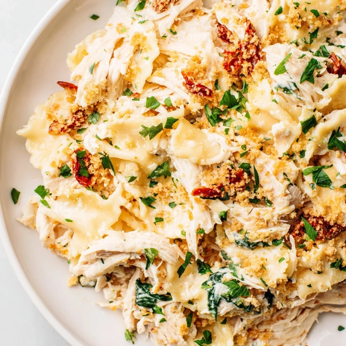 A golden, bubbly Marry Me Chicken Casserole shows off its creamy sauce and buttery cracker topping.