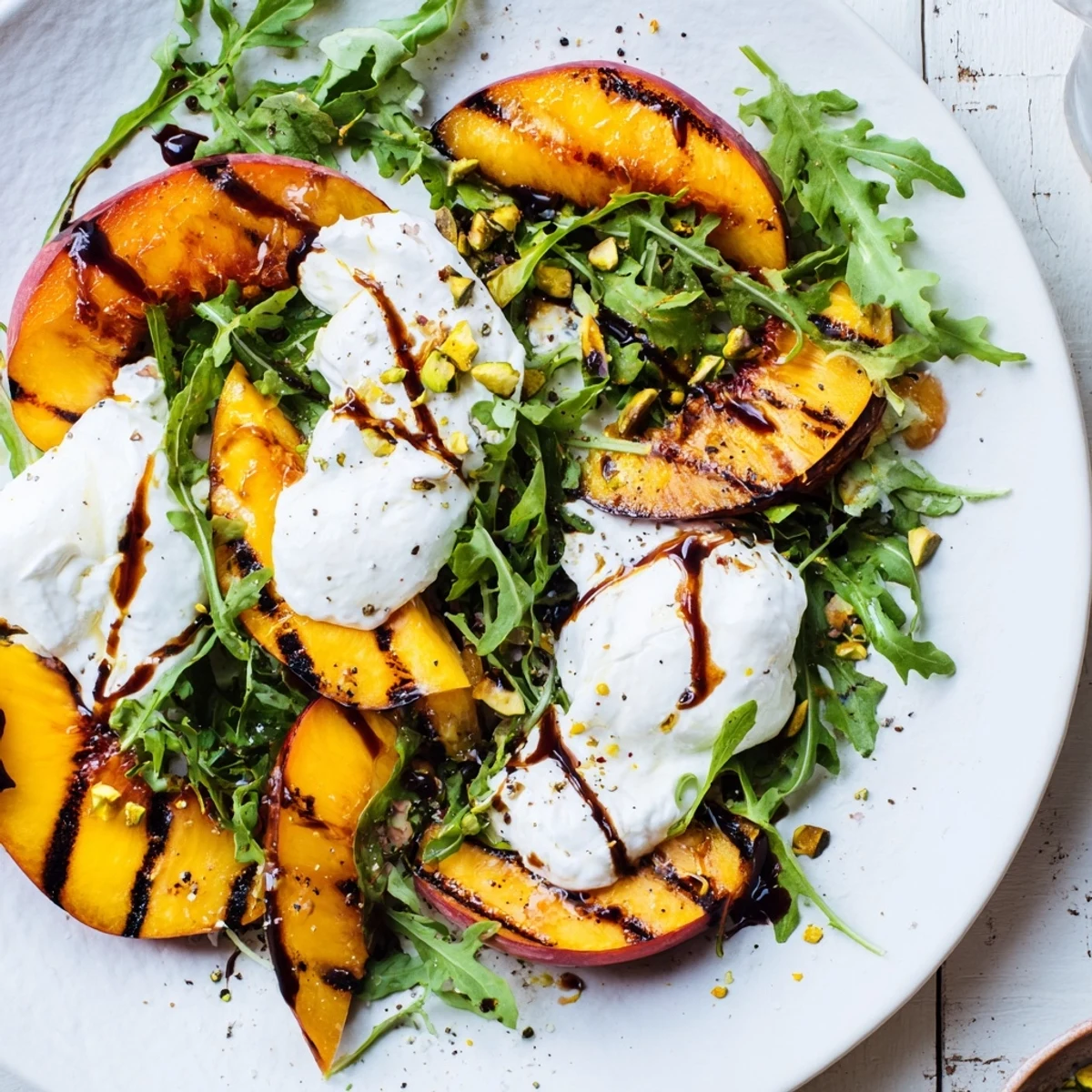 Grilled Peach Arugula Burrata