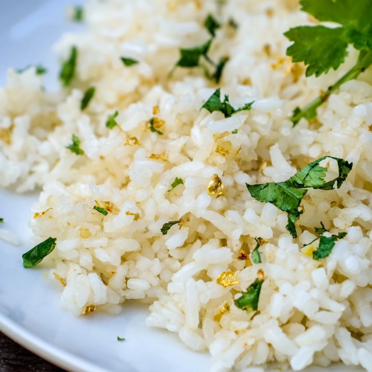 Tender grains of Jasmine Rice Garlic drizzled with garlic oil, topped with chopped scallions for extra flavor.