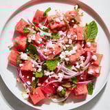 Bright and colorful Watermelon Feta Salad, tossed with a zesty lime dressing, ready to enjoy.