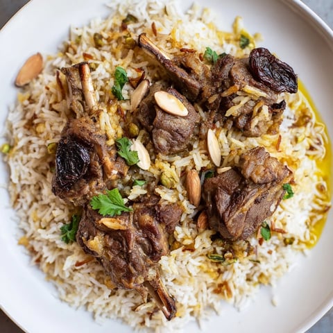 Steaming Qatari Majboos: fluffy rice surrounds tender lamb, garnished with cilantro and toasted almonds.