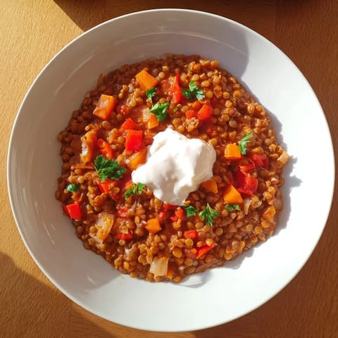 Vibrant image of Wheat-Warm Hearty Lentil Curry with tender lentils and fragrant spices, ready to enjoy.