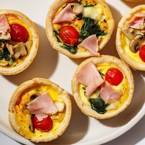 Golden-brown Mini Quiches Holiday Village Board is a delicious appetizer, perfect for sharing.