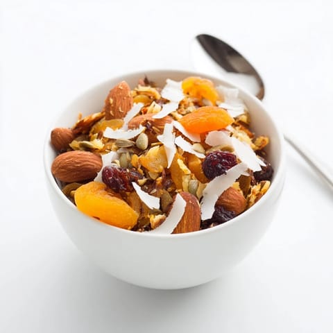 A delightful close-up of the fruit & nut combination showcasing the natural sweetness of apricots and almonds.