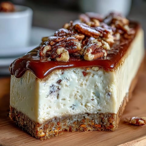 Creamy carrot cake cheesecake bars with a marbled swirl of spiced carrot cake and vanilla cheesecake, topped with smooth frosting.