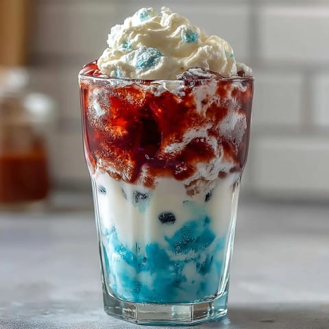 Red, White, and Blue Layered Jello Cups: Vibrant red, white, and blue stripes create a patriotic dessert perfect for summer parties and celebrations.