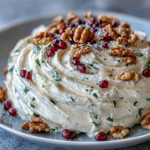 Creamy butter base topped with honey, toasted nuts, and microgreens on a wooden board, perfect for gatherings.