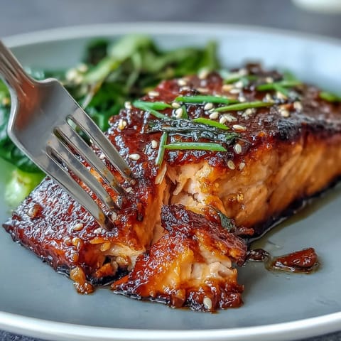 Savory Miso Glazed Salmon with Sesame Bok Choy, beautifully plated with crisp greens.
