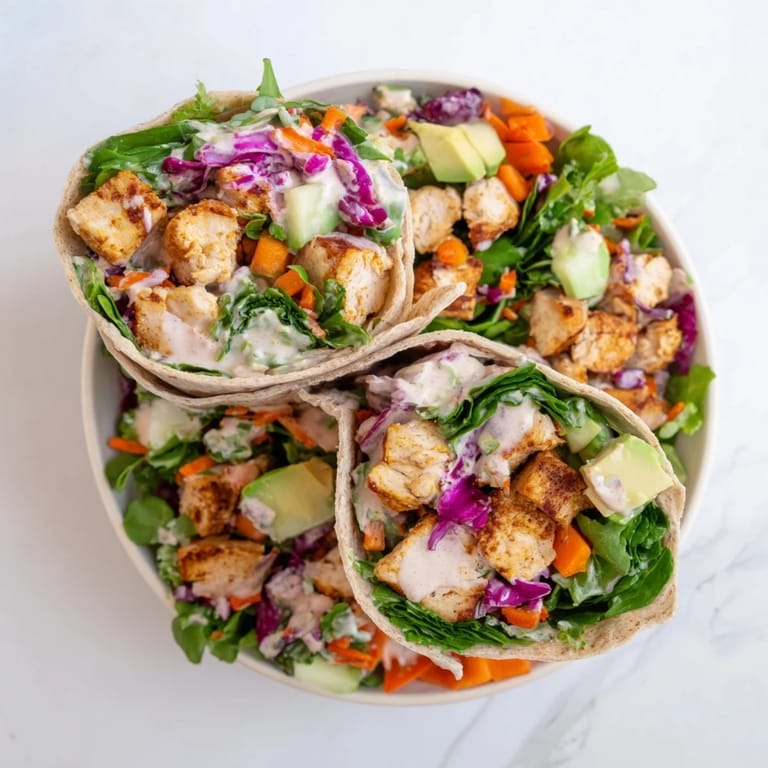 Fresh, flavorful Poppy-Inspired Chicken Salad Wraps, ready to eat with avocado and herbs, perfect for a picnic.