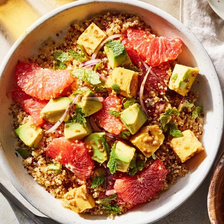 Enjoy the vibrant freshness of this Fresh Citrus & Avocado Quinoa Bowl—a healthy, delicious vegetarian meal.