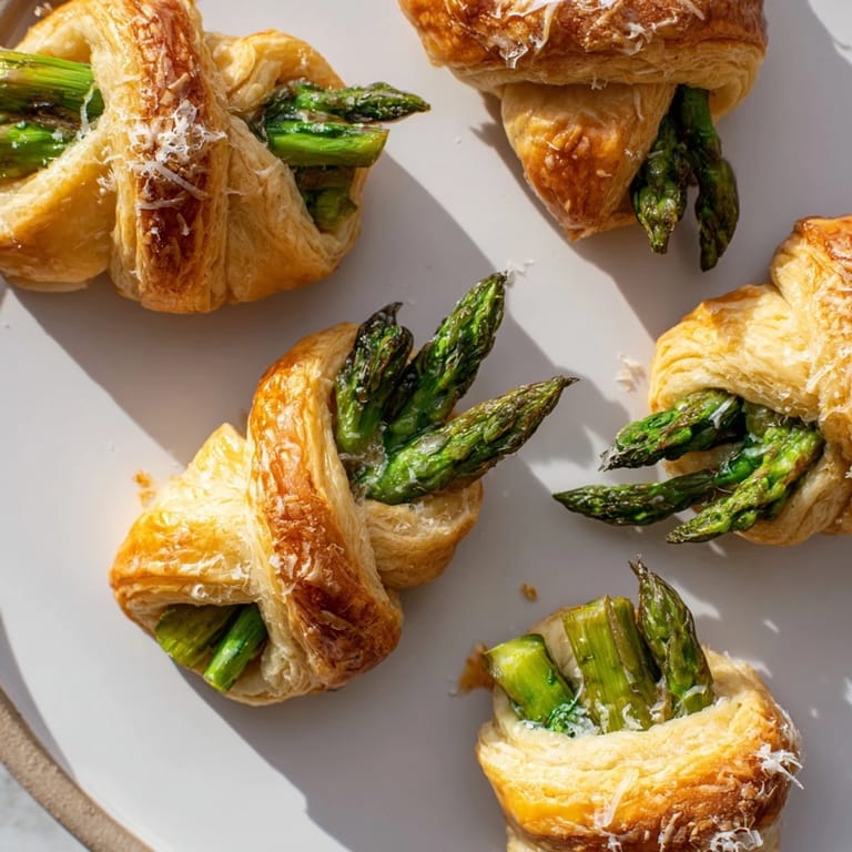 Elegant presentation: Crispy puff pastry wraps the fresh asparagus in these Star Shaped Asparagus Bundles.