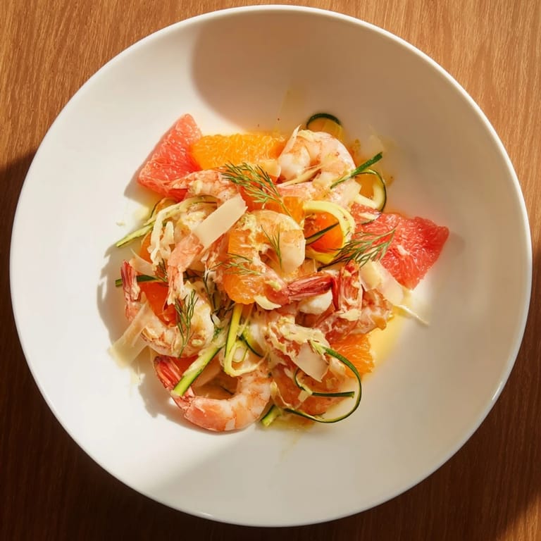 Ocean-inspired "The Coral Reef" showcases tender shrimp, sweet citrus, and melted Gruyère, all arranged to create a vivid visual.