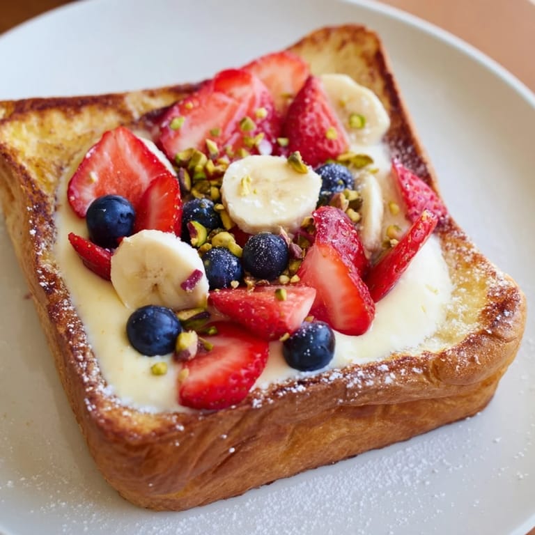 Enjoy a stack of delightful viral yogurt toast, baked until golden and perfect for breakfast.