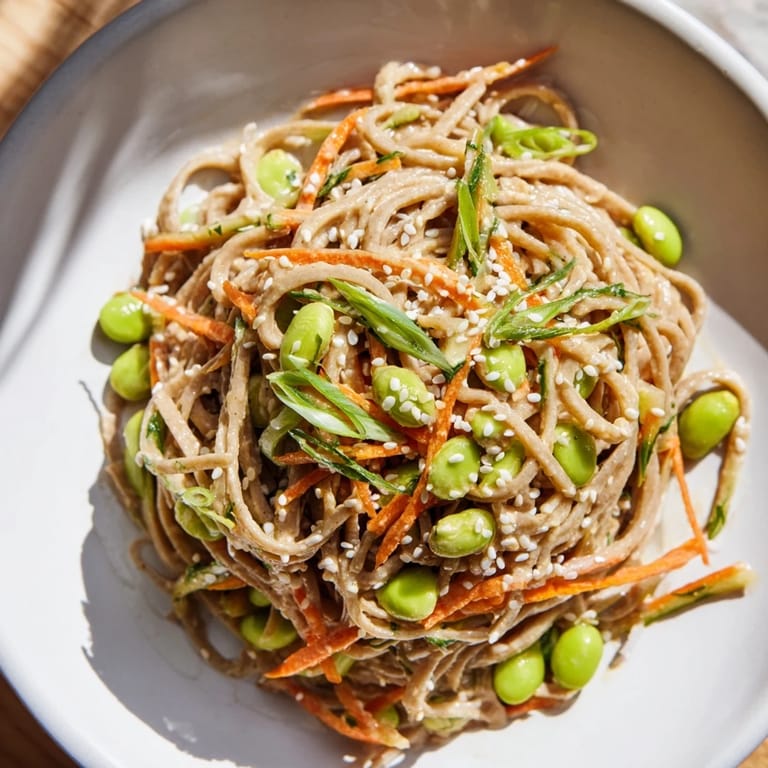 Cool, creamy sesame dressing coats the noodles in this flavorful Asian sesame noodle salad.