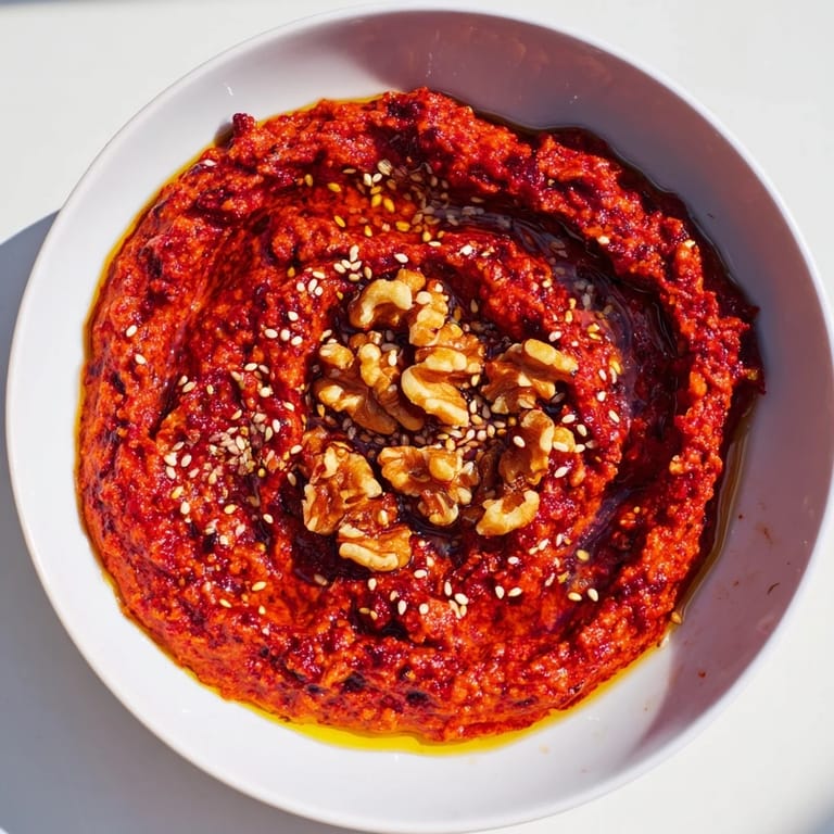 Creamy and flavorful Syrian Muhammara dip: a stunning appetizer with bright flavors and textures.