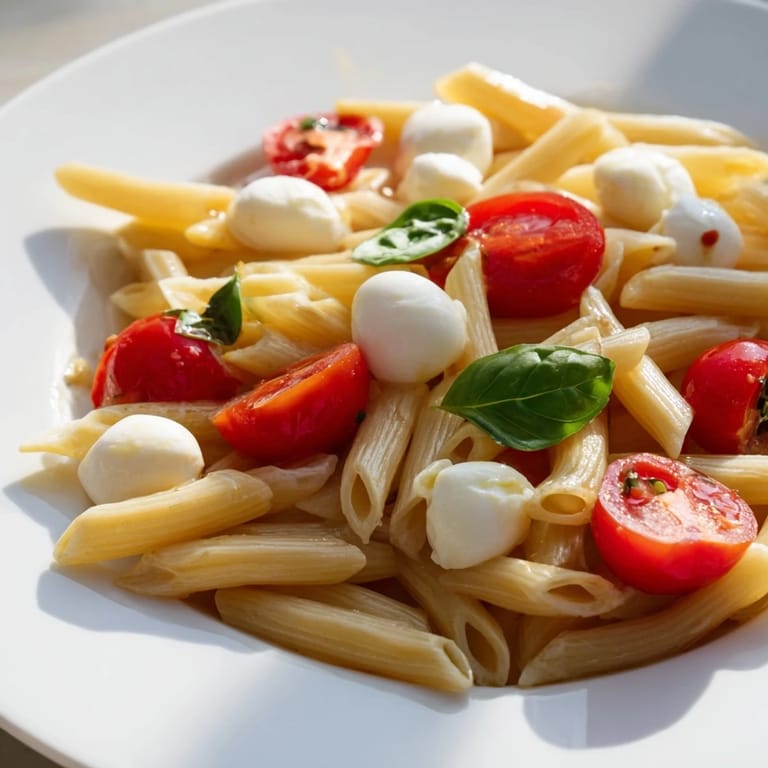 Fresh basil and a drizzle of olive oil make this Caprese Salad Pasta a perfect light summer meal.