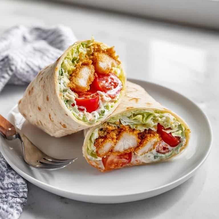 Handheld wrap filled with spicy-sweet chicken and crisp romaine lettuce, served with extra hot honey drizzle on the side.