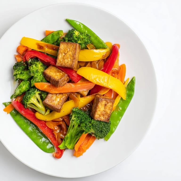 Steaming Vegetable Tempeh Stir-Fry served over fluffy jasmine rice, garnished with toasted sesame seeds and fresh cilantro for a healthy weeknight meal.
