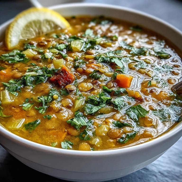 A pot of Mung Bean Soup simmers with cumin and bay leaf, featuring golden broth, celery, and tomatoes for a nourishing Indian appetizer.