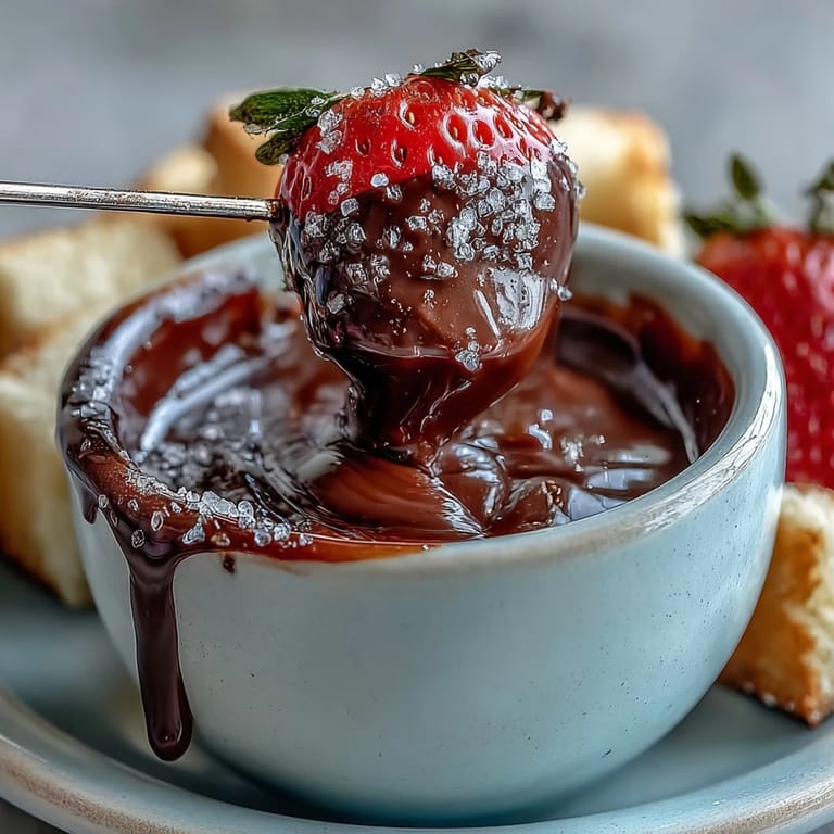 Overhead view of Boozy Chocolate Fondue with skewers, marshmallows, and pretzels ready for a cozy, celebratory dessert spread.