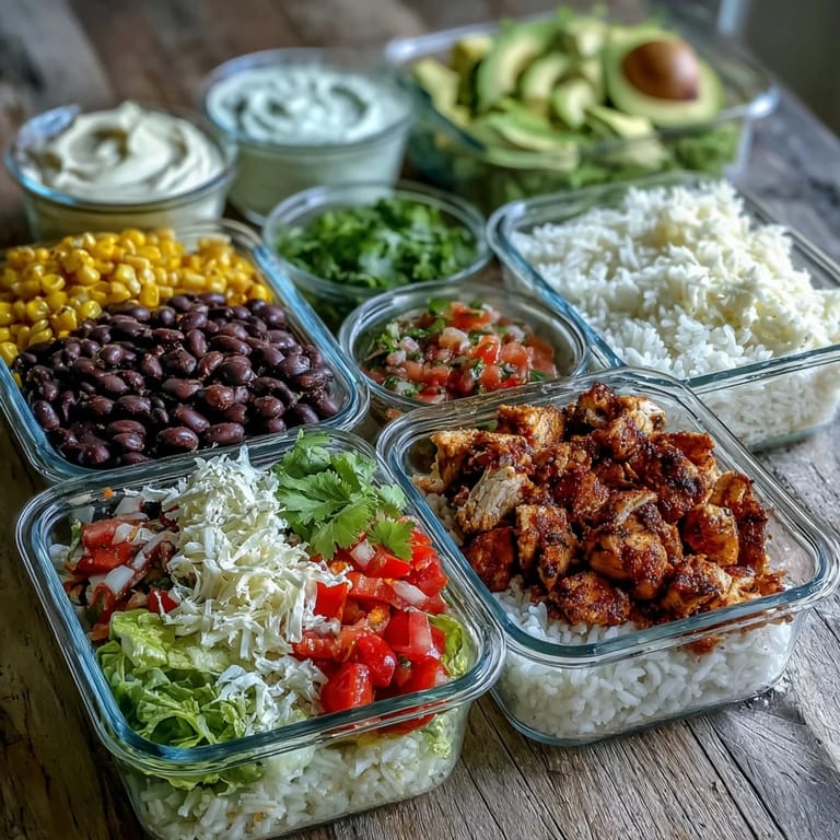 Spicy ground beef and pinto beans are portioned with rice and crisp romaine lettuce for an easy grab-and-go lunch.