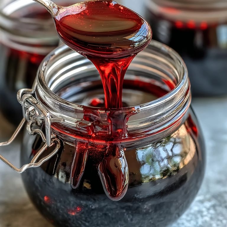 2. Rich, tangy-sweet black currant syrup drizzled over pancakes for a gourmet breakfast.  