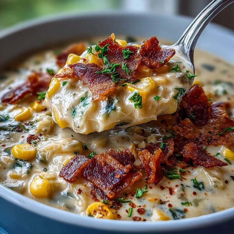 Creamy cabbage corn chowder with chunks of potato and vibrant vegetables, perfect for a cozy meal.