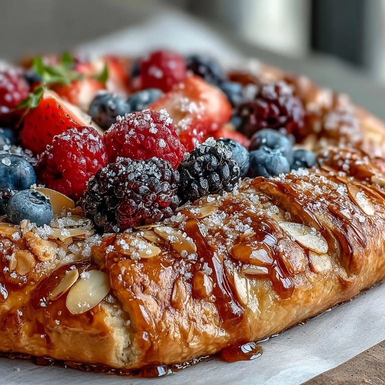 Rustic almond crust filled with vibrant summer berries, baked to perfection.