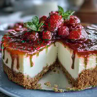 No-Bake Lemon Cheesecake Jars filled with creamy lemon filling and buttery graham crust, topped with fresh berries.