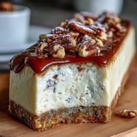 Creamy carrot cake cheesecake bars with a marbled swirl of spiced carrot cake and vanilla cheesecake, topped with smooth frosting.