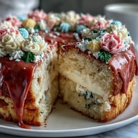 Simple First Communion Sheet Cake with Buttercream Flowers on a white serving tray, decorated with delicate pastel flowers and a piped cross, perfect for a religious celebration.